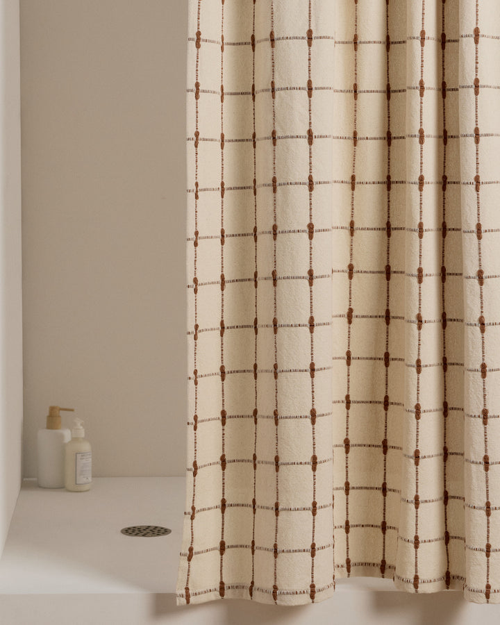 Organic Oasis Shower Curtain (Natural and Tobacco)